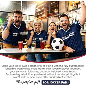 Maillot de football personnalisé pour hommes d'Écosse, col en V, manches courtes, 100 % polyester respirant, vêtements de football pour adultes - Product Image 5