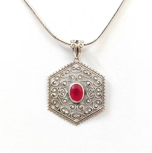 Colgante personalizado hecho a mano de ágata rubí en plata de ley 925 para colección de joyería de diseñador unisex, uso ocasional. - Product Image 3