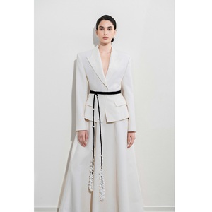 Faldas de seda ecológicas para mujer SOLANA MAXI SKIRT SAND JACQUARD, falda larga hasta el suelo, tejida, línea A, cintura alta. - Product Image 3