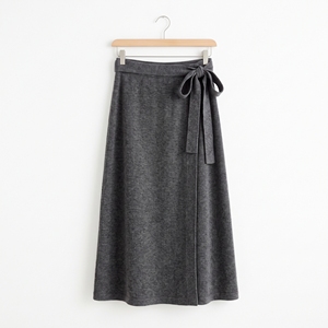 Women's <b>Winter</b> Knit Wrap <b>Midi</b> <b>Skirt</b> Elegant Warm Tie-Side Casual <b>Skirt</b> OEM ODM Wholesale Factory Custom Logo Low MOQ - Product Image 2