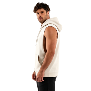 Men's <b>Sleeveless</b> Hooded V-neck Sweatshirt <b>Hoodie</b> with Pocket Digital Printing 100% Cotton Eco-Friendly Casual Streetwear - Product Image 1