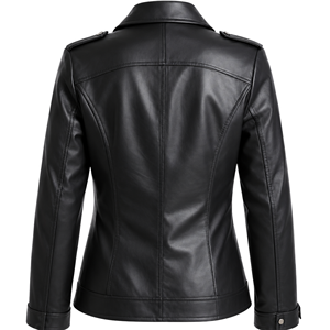 Veste épaisse en cuir de vachette pour femme, style motard, imperméable, coupe-vent, écologique, vêtement d'extérieur d'hiver, doublure en polyester, col montant - Product Image 2