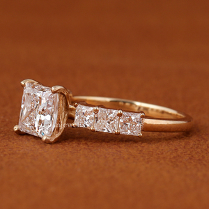 Anillo de Compromiso con Diamante Cultivado en Laboratorio, Corte Princesa, Pavé, Oro Sólido de 14K, Anillo de Novia con Diamante Cuadrado, Certificado IGI - Product Image 6