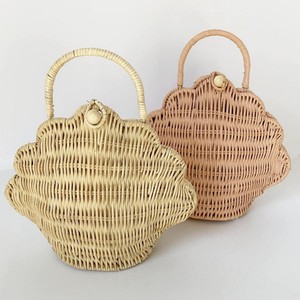 Seashell shape rattan handbags mini kid <b>purse</b> <b>cheap</b> price toddler storage basket Vietnamese factory - Product Image 6