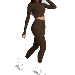 Fashion Wear Women 3 Piece Crop Top <b>Set</b> Spandex / Nylon Made Gym Yoga Running Activewear With Comfortable Fabric - Product Image 4