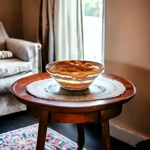 Centre de table en onyx, accessoire en pierre artisanal de luxe, bol en onyx marbré poli massif, prix de gros contemporain - Product Image 4