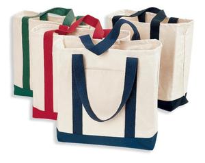 Sac fourre-tout en toile épaisse sergé bicolore avec poche avant, poignée en sangle longue, motif lettres, écologique, idéal pour les cadeaux et les voyages - Product Image 3