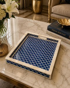 Premium Blur Resin Inlay Coffee Tray with <b>Mosaic</b> Border Handmade Decorative Accent for Coffee Table and Dining Decor - Product Image 1