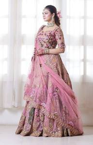 Divyam Creation Lehenga Choli Traditionnel Brodé en Tulle Gaufré, Séchage Rapide, Extensible, Réversible, Longueur Ras du Sol, Tenue de Mariage - Product Image 3