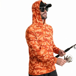 Sweat à capuche de sport pour adultes, pêche, tissu Spandex/Polyester, technologie de tissu avancée, activités de plein air toute saison, sublimation personnalisée, UPF 50 - Product Image 1