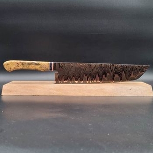 Cuchillo de cocina artesanal de cobre con patrón de Damasco para exteriores, con mango decorativo de madera, para senderismo y pícnic. - Product Image 4