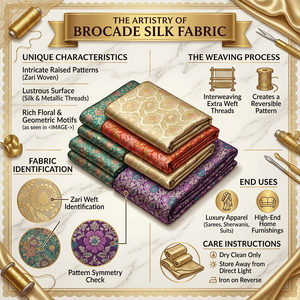 Tissu de soie brocart élégant avec de riches motifs tissés et un aspect luxueux, idéal pour les vêtements, les accessoires de mode, la décoration et l'artisanat. - Product Image 6