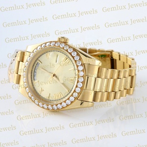 Nuevas llegadas esfera romana bisel de diamante redondo de acero inoxidable D VVS Moissanite Hip Hop reloj de diamantes para hombres - Product Image 3