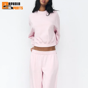 Wholesale Crewneck <b>Plain</b> <b>Sweatshirt</b> Custom Logo <b>Plain</b> Women Crew Neck <b>Sweatshirt</b> Oversize Drop Shoulder Women <b>Sweatshirts</b> - Product Image 2