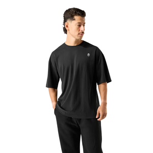 เสื้อยืดแขนสั้นสีดำสำหรับผู้ชาย เนื้อผ้าคอตตอนพรีเมียม สวมใส่สบาย เหมาะสำหรับใส่ลำลอง ออกกำลังกาย แฟชั่นทันสมัย ขายส่งจำนวนมาก - Product Image 4