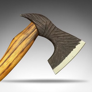Hacha Vikinga Forjada a Mano, Personalizable, para Camping, con Espiga Plana, Hoja de Acero con Alto Contenido de Carbono, Mango de Madera de Palisandro, para Actividades al Aire Libre y Bushcraft - Product Image 4