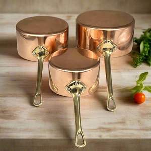 Poêle à frire classique en cuivre martelé avec poignée en laiton, poêle artisanale pour la cuisson professionnelle et la présentation en cuisine - Product Image 1