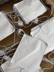 <b>White</b> Leather Square Masonic <b>Apron</b> with Adjustable Cord Tassels | Embroidered Lace Customized Satin Ceremonial Regalia - Product Image 3