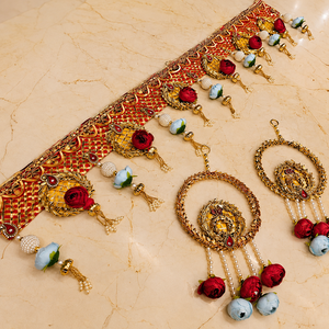 Handmade <b>Floral</b> Door Toran for Main Entrance Decorative Bandhanwar Wall Hanging Festival Home Temple Decor Red Gold - Product Image 6