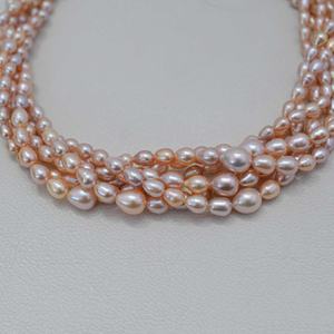 Perles de pierre de perle d'eau douce rose naturelle de 6 mm 9 mm, forme de riz lisse, nacre, provenant du fabricant, meilleurs bijoux faits à la main - Product Image 4