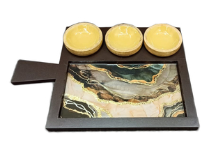 Rectangular Wooden Serving Tray with Floral Pattern Bohemian Design Tableware Storage Trays Varnished Finish Wooden Platter bowl - Product Image 2
