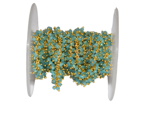 Cadena de Cuentas de Calcedonia Aqua Natural en Forma de Uvas, Chapada en Oro, Suministros para Fabricación de Joyería de Moda DIY - Product Image 1