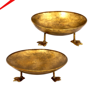 Plateau de service vintage en aluminium avec pieds, fait main, qualité supérieure, élégant et classique, doré - Product Image 1