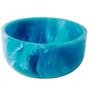 Bol de service en résine bleu et blanc à motifs tourbillonnés, poli à la main, écologique, d'origine indienne, lavable au lave-vaisselle, décoratif - Product Image 1