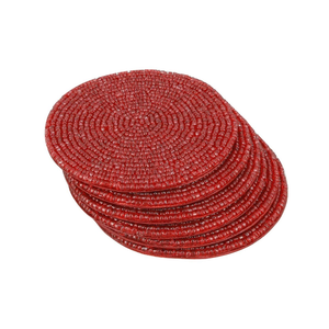 Handcrafted Artisan Craft Cocktail Coasters Floral Design Bead <b>Table</b> <b>Protection</b> for Housewarming Gifts - Product Image 4