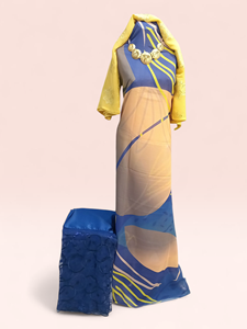 Conjunto completo ecológico de tela slub alemana para Dirac con chal a juego |   Vestido Tradicional de Lujo para Niñas para Bodas y Ocasiones Especiales - Product Image 3