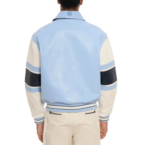 Chaqueta Avirex USA Edición Mink para Hombre, Chaqueta Bomber Americana de Cuero Natural, Chaqueta Avirex de Cuero Color Azul Claro - Product Image 4