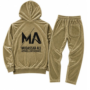 Ensemble de survêtement vintage à capuche pour homme Mudassar pour les entreprises de vêtements, grande taille, couleur pêche, 100 % polyester, 340 g/m², fermeture éclair intégrale - Product Image 5