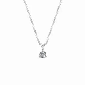 Radiance Reverie Lab Grown 0.50 Carat Brilliant Cut Solitaire Diamond <b>Pendant</b> <b>Necklace</b> 18K White <b>Gold</b> for Wedding Occasions - Product Image 1