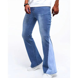 Pantalon évasé personnalisé pour homme, haute qualité, décontracté, taille haute élastique, coupe droite, en toile écologique 100% coton - Product Image 1