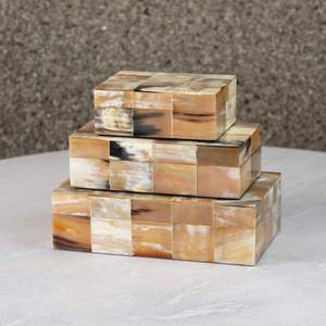 Traditional Hinged Bone Inlay Rectangular Decorative Chest with <b>Large</b> Capacity for Tableware Storage - Product Image 6
