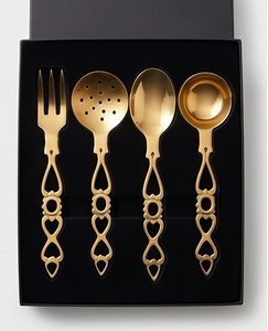Vintage <b>Gold</b> Flatware Set With Heart Handle Design Rust Resistant <b>Kitchen</b> <b>Utensils</b> For Wedding Occasion - Product Image 6