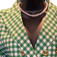 Blazer de Mujer con Botones y Estampado de Pata de Gallo, Estilo Griego, Chaqueta Formal con Corte Entallado y Antiarrugas