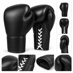 ถุงมือชกมวยหนังแท้แบบผูกเชือก สำหรับการแข่งขัน ฝึกซ้อม MMA น้ำหนักเบา ระบายอากาศได้ดี รับผลิตแบรนด์ส่วนตัว พร้อมสกรีนโลโก้ - Product Image 5