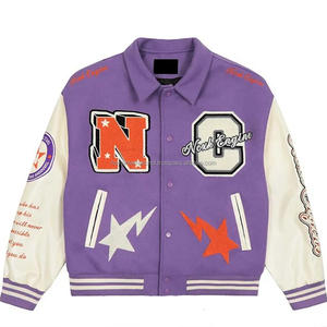 Chaqueta Universitaria Personalizada con Cuello Alto Bordado, Chaqueta de Béisbol de Lana, Ecológica, Tallas Grandes para Hombre, Fabricante OEM - Product Image 3