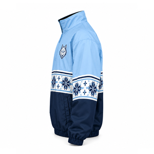 Veste coupe-vent personnalisée pour cheerleading avec motif loup et flocon de neige, demi-zip, col montant, poignets élastiques - Product Image 5