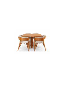 Modern <b>Luxury</b> Wooden <b>Dining</b> Table with <b>6</b> Armchairs Mid Century Style Premium Stable <b>Dining</b> Furniture for Home Hotel Restaur - Product Image 5
