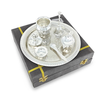 Ensemble de thali en argent plaqué, artisanal et haut de gamme, pour Diwali et les cadeaux de mariage, design moderne, marque IMPERIAL BRASS STORE
