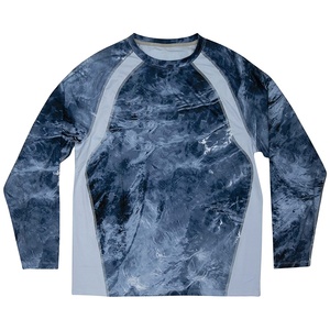 Men's Long Sleeve Hunting Shirt Blue Tie-Dye Print 100% Polyester Moisture-Wicking Summer Outdoor Top - Product Image 1