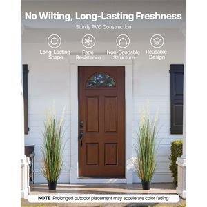 Lot de 2 plantes artificielles en PVC de qualité supérieure de 59 pouces, fausse herbe de roseau de 59 pouces en pot, pour intérieur et extérieur, fausses verdure et arbustes - Product Image 4