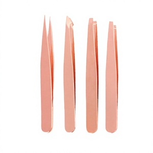 Juego de Pinzas para Cejas con Punta Puntiaguda en Oro Rosa, 4 Piezas, Duraderas, Estilo Moderno, Pinzas para Recortar Pestañas, Aplicador, Logotipo Personalizado, Juego de 4 Piezas - Product Image 5