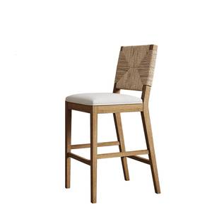 Modern Teak Wood <b>Bar</b> <b>Stool</b> Woven Back Upholstered Seat <b>High</b> <b>Bar</b> Chairs for Home <b>Bar</b> Kitchen Dining Outdoor Use-Durable Penny - Product Image 4