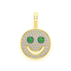 Elegante Colgante de Oro Real de 14K con Cara Sonriente Pequeña, en Oferta, con Moissanita Personalizada y Diamantes que Pasan la Prueba del Detector, Ideal para Regalo - Product Image 1
