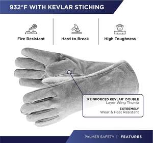 Nouveaux gants de soudeur de style industriel, en cuir de vachette, résistants à la chaleur et à l'abrasion, pour travaux de construction - Product Image 3