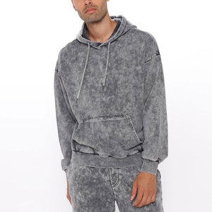 <b>Men</b> Acid Wash Tracksuit Set Hooded Sweatshirt Jogger Pants Full Sleeve Solid Color Casual Loose Fit Autumn Wear - Product Image 5