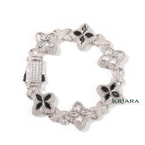 สร้อยข้อมือทองคำขาว S925 สำหรับผู้หญิง ประดับเพชรทรงมาร์คีส์สีน้ำเงินเพาะเลี้ยงในห้องปฏิบัติการ ชุบโรเดียม เครื่องประดับงานแต่งงานสุดหรู - Product Image 4